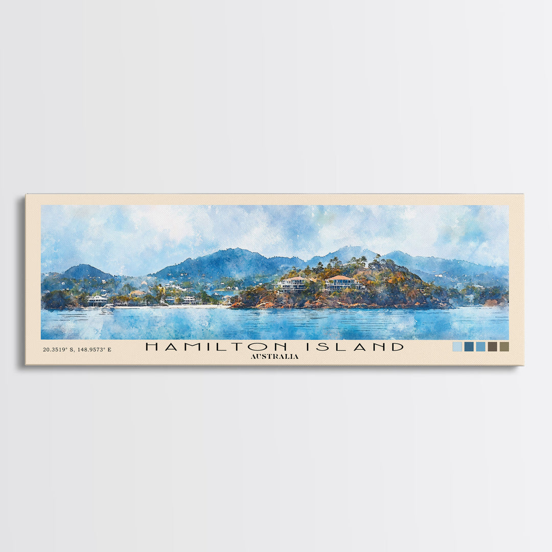 Hamilton Island, Australia Watercolor Print, Vacation Gift, Australia Wall Art, Beach Painting, Beach Decor, Large Wall Art, Wood Frame Art