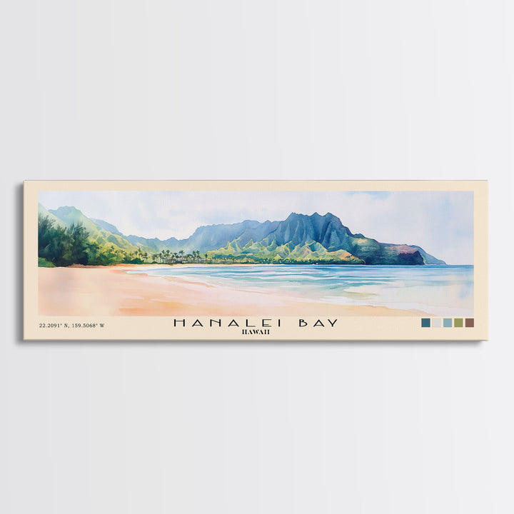 Hanalei Bay, Hawaii Watercolor Print, Vacation Gift, Hawaii Wall Art, Vacation Wall Art, Vacatation Memories, Beach Decor, Beach Or Lakehouse Art
