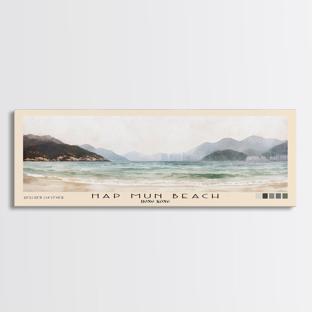 Hap Mun Beach, Hong Kong Watercolor Print, Vacation Gift, Hong Kong Wall Art, Beach Painting, Beach Decor, Beach Or Lakehouse Art