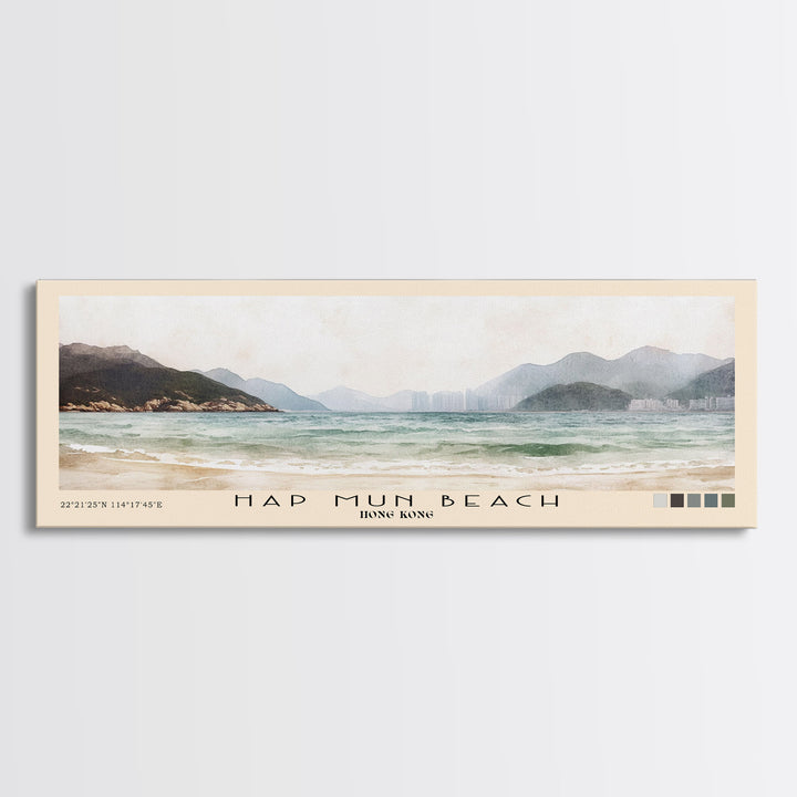 Hap Mun Beach, Hong Kong Watercolor Print, Vacation Gift, Hong Kong Wall Art, Beach Painting, Beach Decor, Beach Or Lakehouse Art