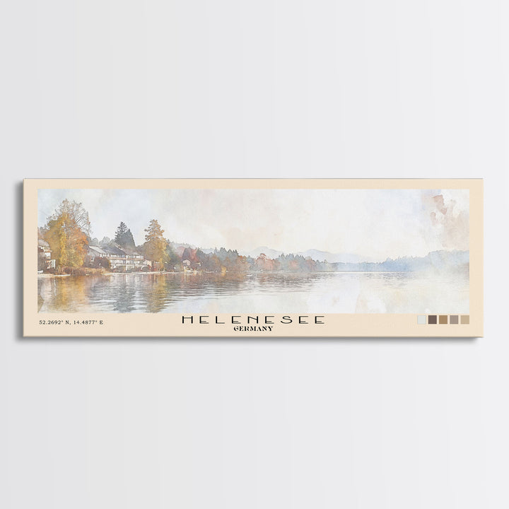 Helenesee, Germany Watercolor Beach Print, Vacation Gift, Germany Wall Art, Framed Canvas Print, Framed Beach Painting