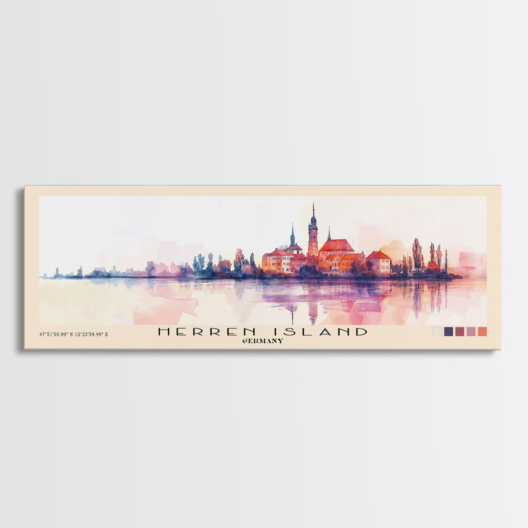 Herren Island, Germany Watercolor Print, Vacation Gift, Germany Wall Art, Beach Painting, Beach Decor, Large Wall Art, Wood Frame Art