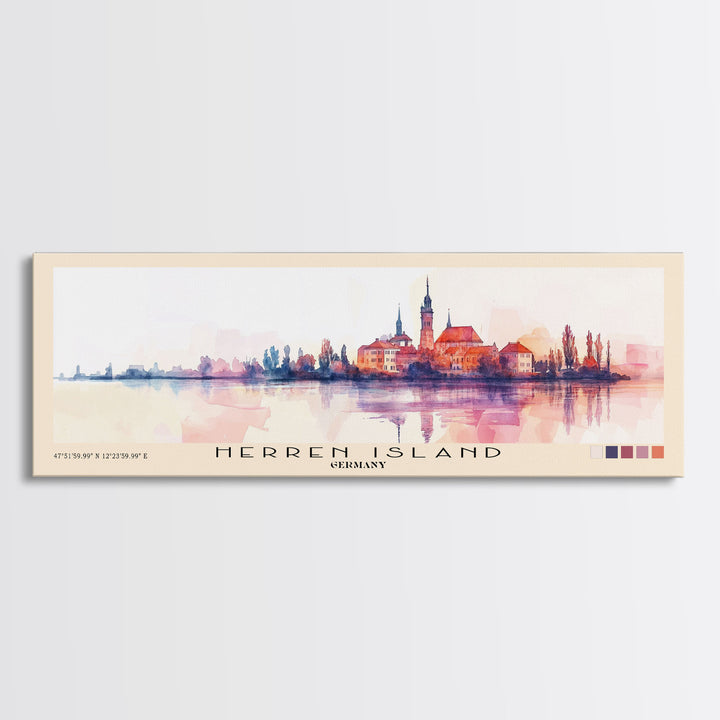 Herren Island, Germany Watercolor Print, Vacation Gift, Germany Wall Art, Beach Painting, Beach Decor, Large Wall Art, Wood Frame Art