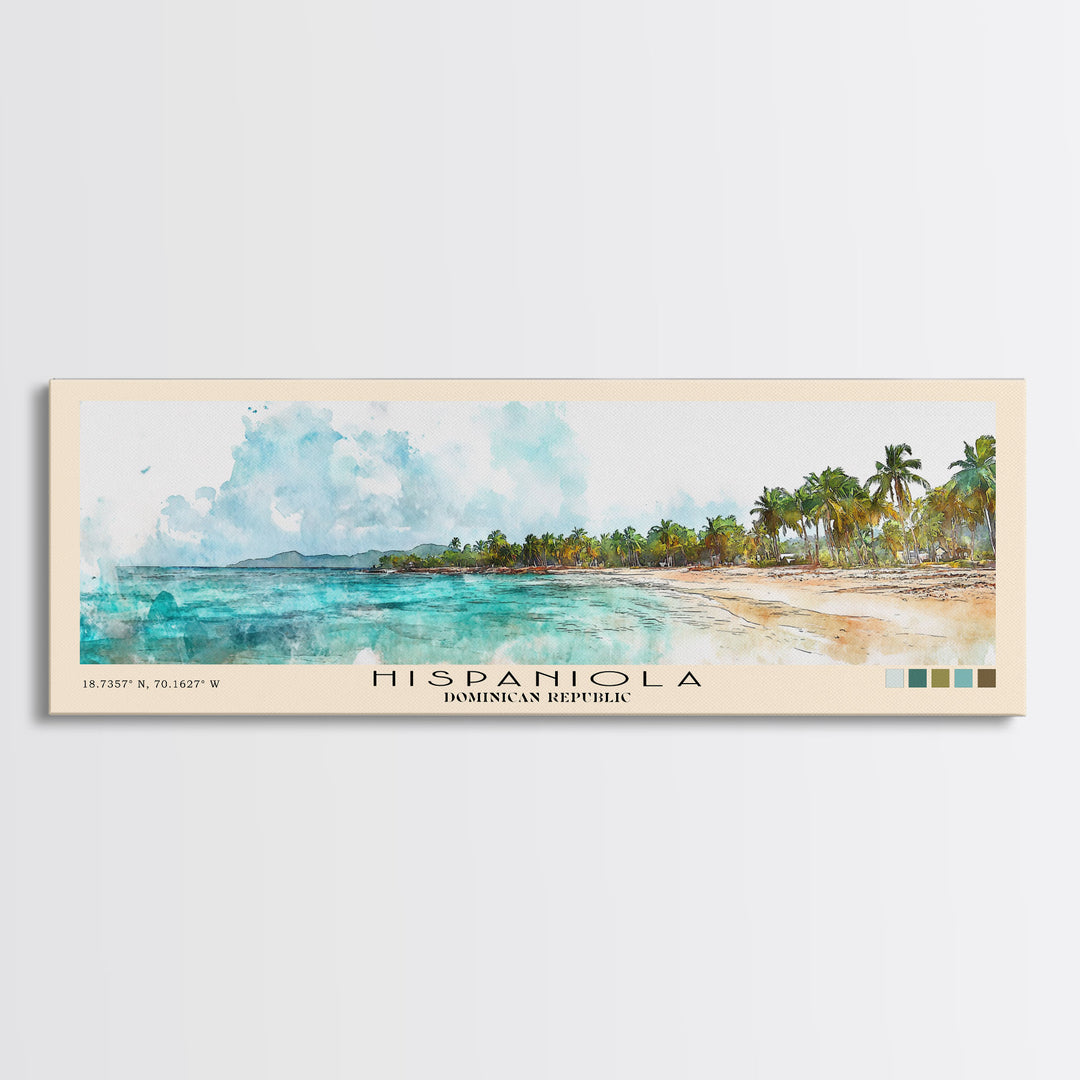 Hispaniola, Dominican Republic Watercolor Beach Print, Vacation Gift, Dominican Republic Wall Art, Beach Painting, Beach Decor, Beach Painting