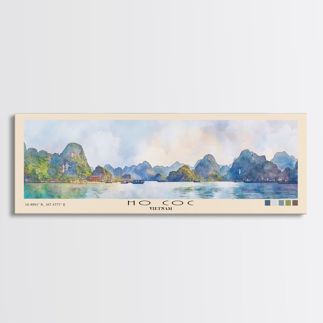 Ho Coc, Vietnam Watercolor Print, Vacation Gift, Vietnam Wall Art, Beach Painting, Beach Decor, Large Wall Art, Wood Frame Art