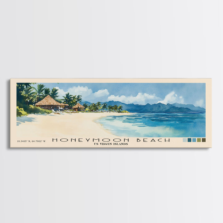 Honeymoon Beach, Fiji Watercolor Print, Vacation Gift, Fiji Wall Art, Beach Painting, Beach Decor, Large Wall Art, Wood Frame Art