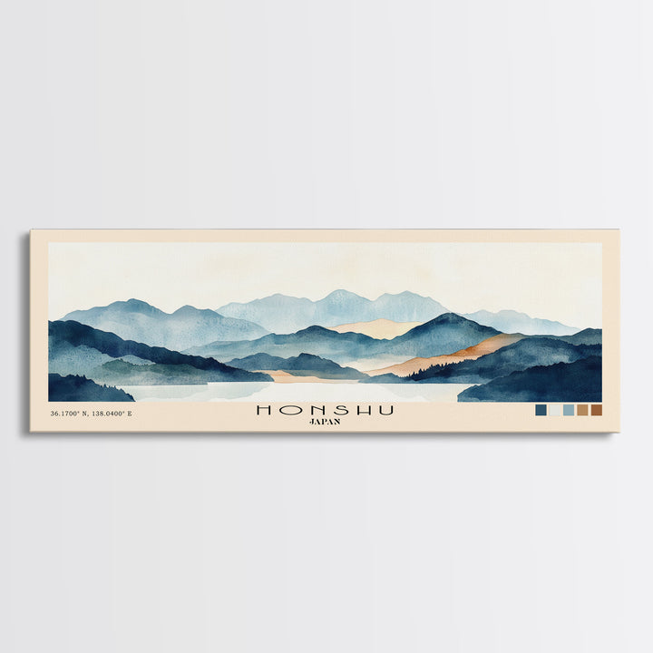 Honshu, Japan Watercolor Print, Vacation Gift, Japan Wall Art, Beach Painting, Beach Decor, Large Wall Art, Wood Frame Art