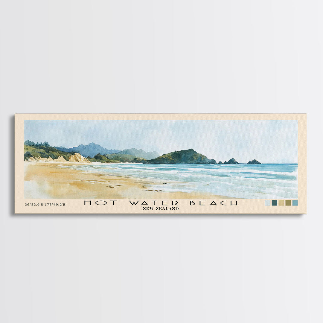 Hot Water Beach, New Zealand Watercolor Print, Vacation Gift, New Zealand Wall Art, Beach Painting, Beach Decor, Beach Or Lakehouse Art