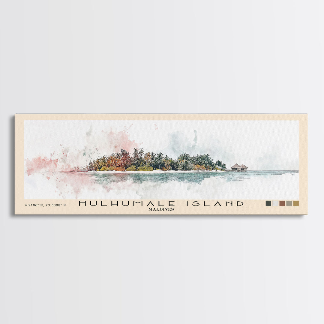 Hulhumale Island, Maldives Watercolor Print, Vacation Gift, Maldives Wall Art, Vacation Wall Art, Vacatation Memories, Beach Decor, Beach Or Lakehouse Art
