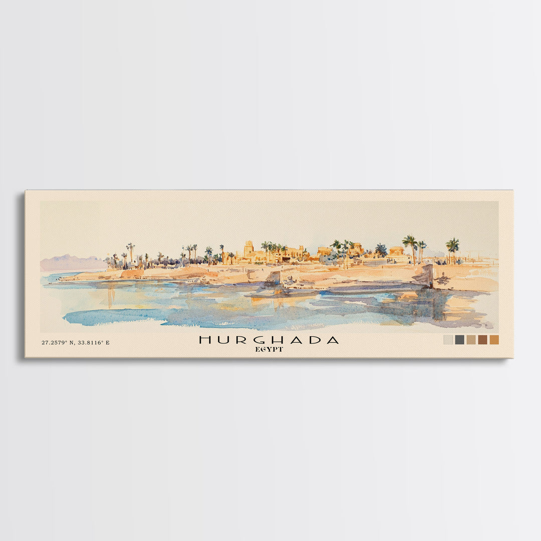 Hurghada, Egypt Watercolor Beach Print, Vacation Gift, Egypt Wall Art, Beach Painting, Beach Decor, Beach Painting