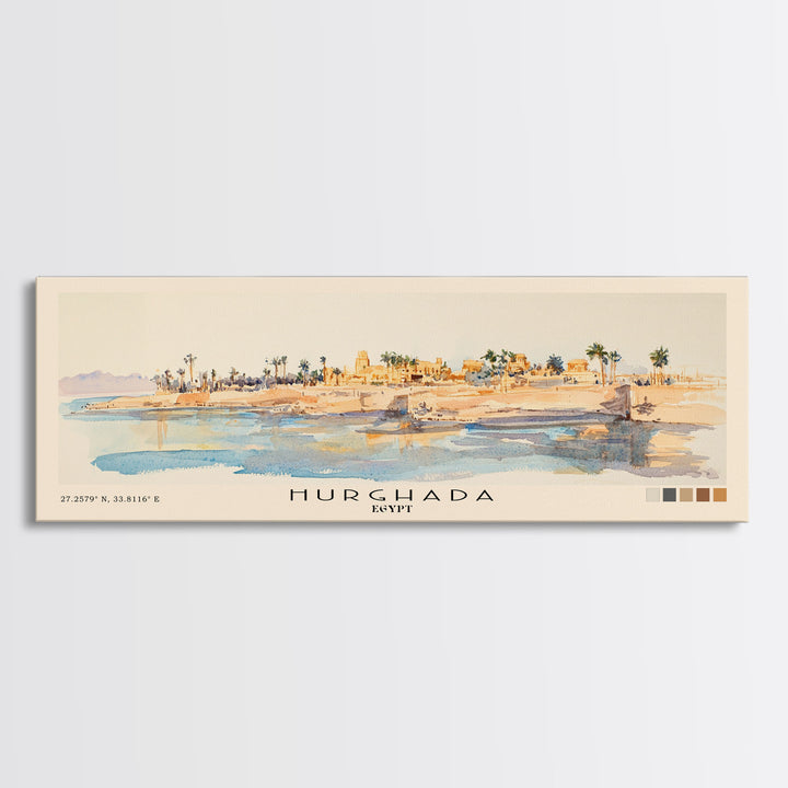 Hurghada, Egypt Watercolor Beach Print, Vacation Gift, Egypt Wall Art, Beach Painting, Beach Decor, Beach Painting