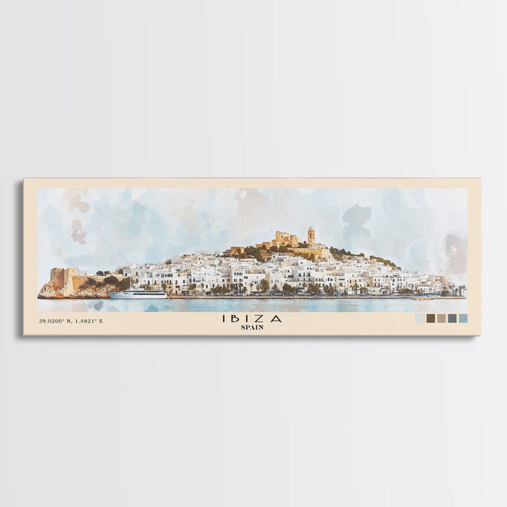 Ibiza, Spain Watercolor Print, Vacation Gift, Spain Wall Art, Beach Painting, Beach Decor, Beach Or Lakehouse Art