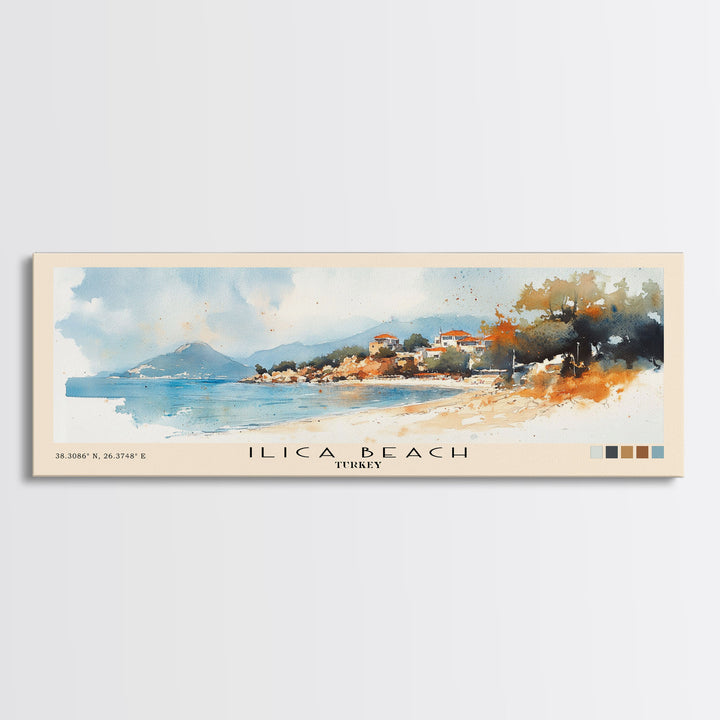 Ilıca Beach, Turkey Watercolor Beach Print, Vacation Gift, Turkey Wall Art, Beach Painting, Beach Decor, Beach Painting