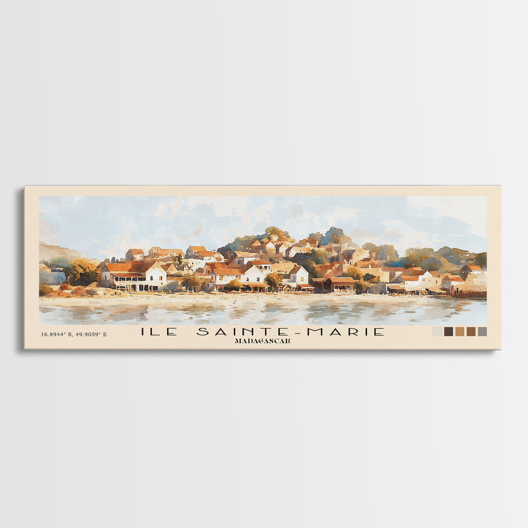 Ile Sainte-Marie, Madagascar Watercolor Print, Vacation Gift, Madagascar Wall Art, Beach Painting, Beach Decor, Large Wall Art, Wood Frame Art