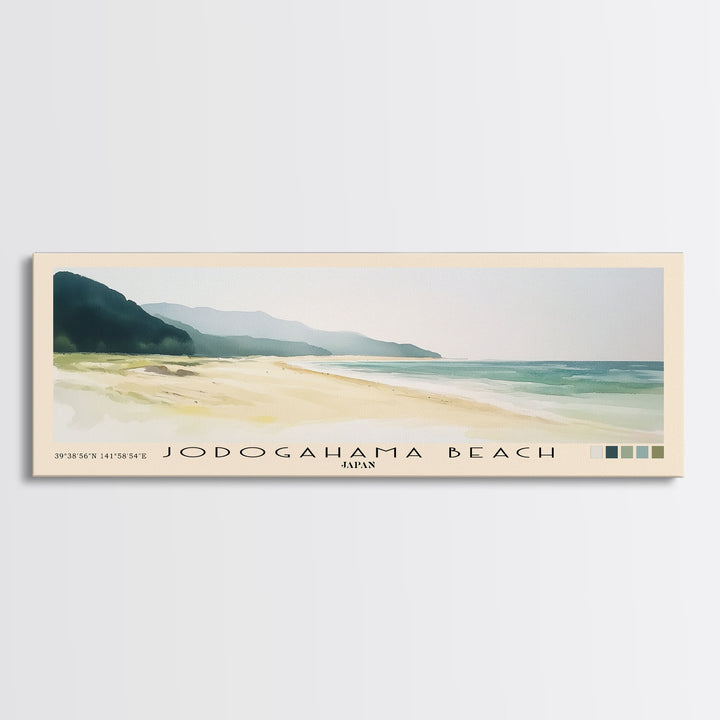 Jodogahama Beach, Japan Watercolor Print, Vacation Gift, Japan Wall Art, Beach Painting, Beach Decor, Beach Or Lakehouse Art