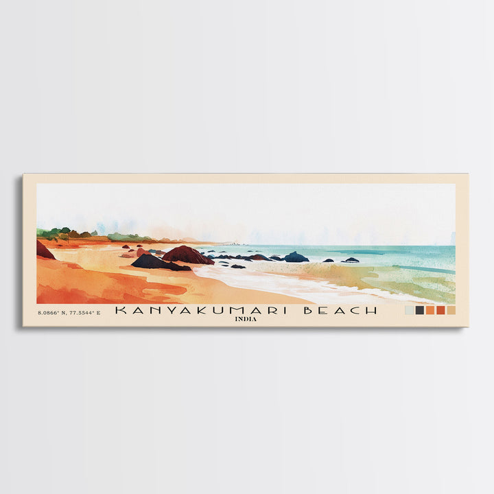 Kanyakumari Beach, India Watercolor Print, Vacation Gift, India Wall Art, Vacation Wall Art, Vacatation Memories, Beach Decor, Beach Or Lakehouse Art