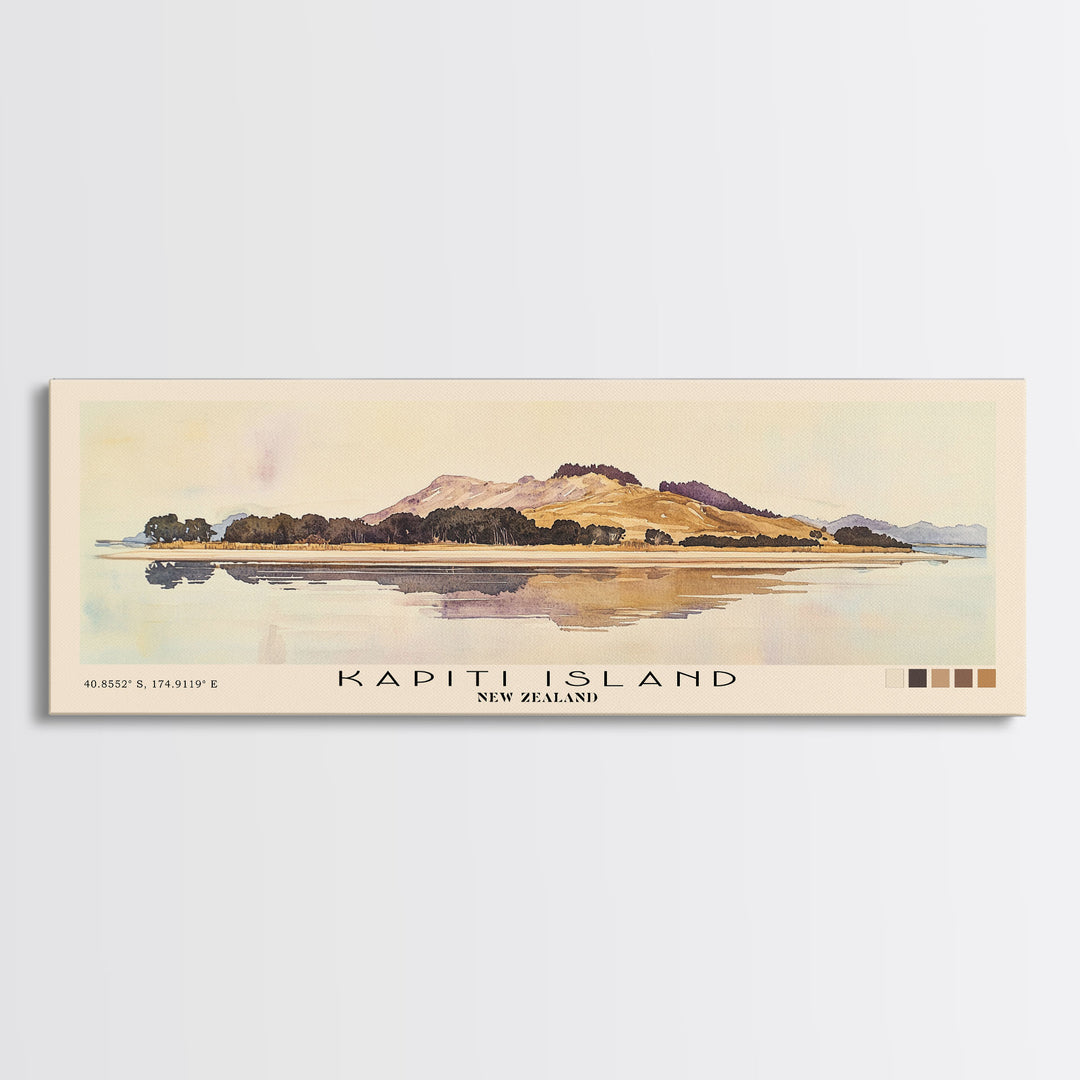 Kapiti Island, New Zealand Watercolor Print, Vacation Gift, New Zealand Wall Art, Beach Painting, Beach Decor, Beach Or Lakehouse Art