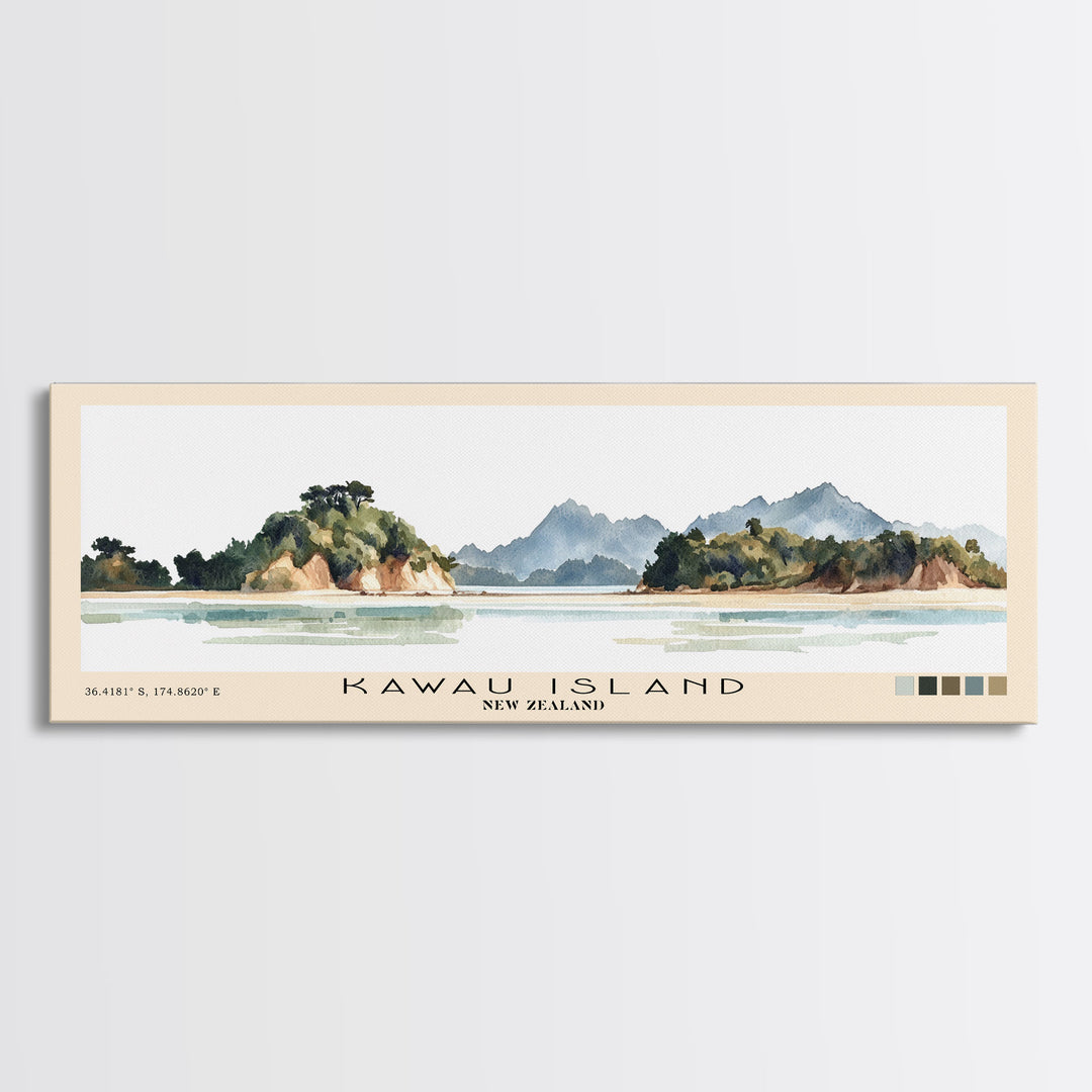Kawau Island, New Zealand Watercolor Beach Print, Vacation Gift, New Zealand Wall Art, Beach Painting, Beach Decor, Beach Painting