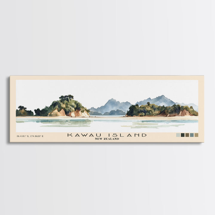 Kawau Island, New Zealand Watercolor Beach Print, Vacation Gift, New Zealand Wall Art, Beach Painting, Beach Decor, Beach Painting