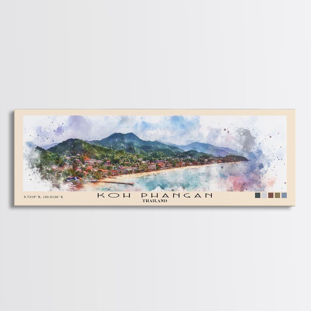 Koh Phangan, Thailand Watercolor Print, Vacation Gift, Thailand Wall Art, Beach Painting, Beach Decor, Beach Or Lakehouse Art
