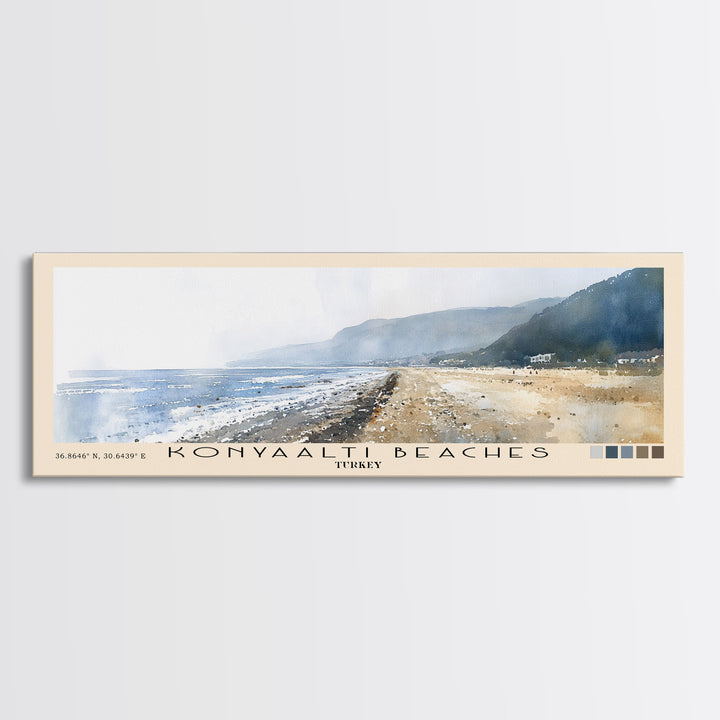 Konyaaltı Beaches, Turkey Watercolor Beach Print, Vacation Gift, Turkey Wall Art, Beach Painting, Beach Decor, Beach Painting