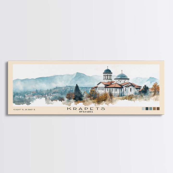 Krapets, Bulgaria Watercolor Print, Vacation Gift, Bulgaria Wall Art, Beach Painting, Beach Decor, Beach Or Lakehouse Art