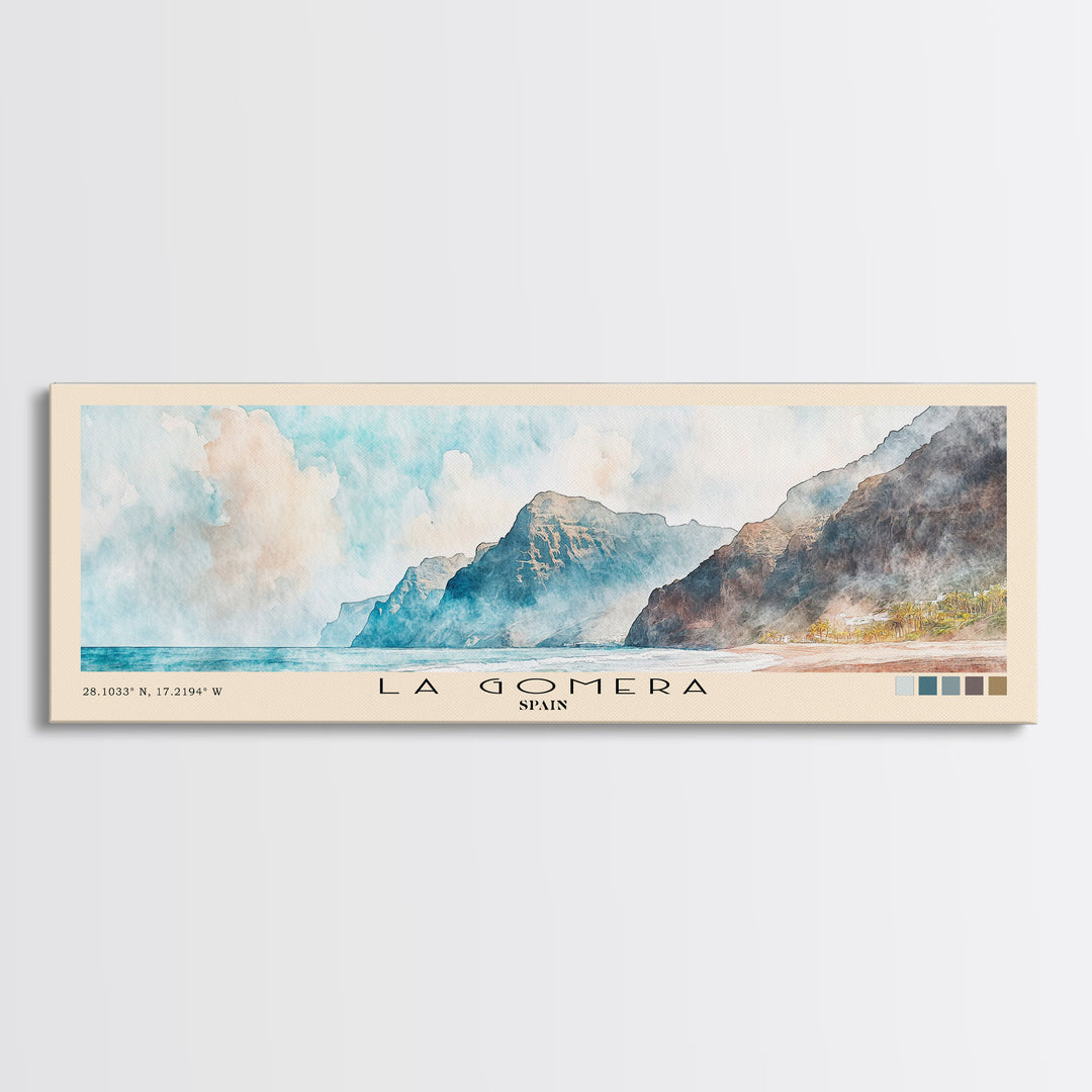 La Gomera, Spain Watercolor Print, Vacation Gift, Spain Wall Art, Vacation Wall Art, Vacatation Memories, Beach Decor, Beach Or Lakehouse Art