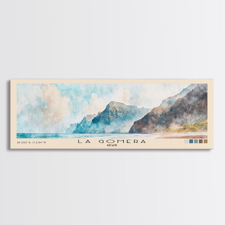 La Gomera, Spain Watercolor Print, Vacation Gift, Spain Wall Art, Vacation Wall Art, Vacatation Memories, Beach Decor, Beach Or Lakehouse Art