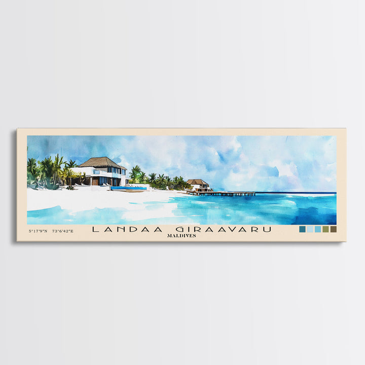 Landaa Giraavaru, Maldives Watercolor Beach Print, Vacation Gift, Maldives Wall Art, Beach Painting, Beach Decor, Beach Painting