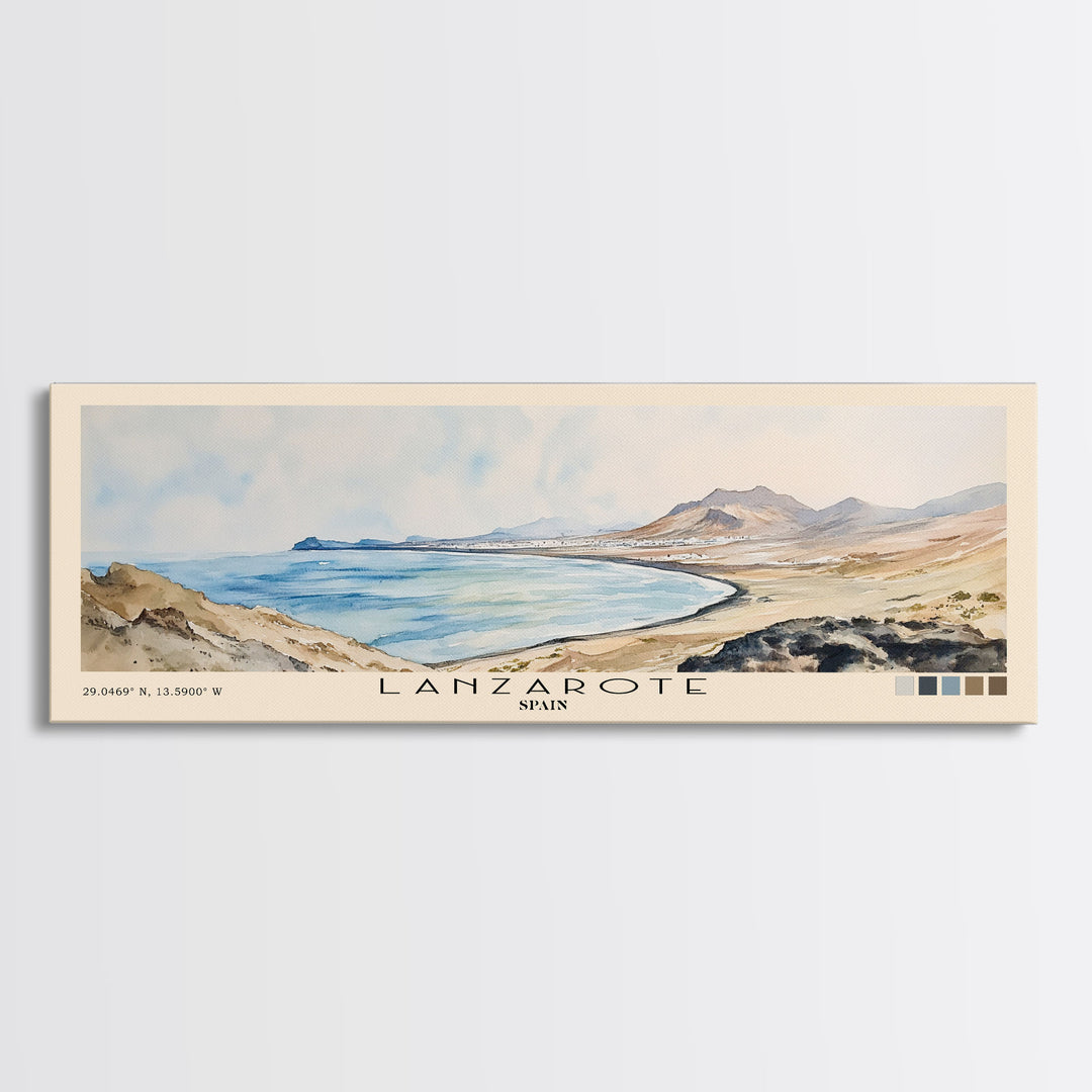 Lanzarote, Spain Watercolor Print, Vacation Gift, Spain Wall Art, Vacation Wall Art, Vacatation Memories, Beach Decor, Beach Or Lakehouse Art