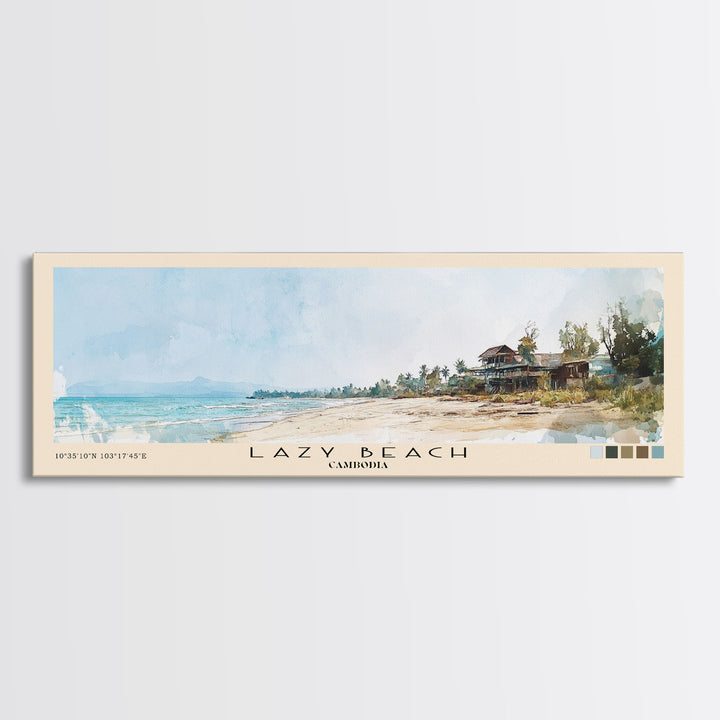 Lazy Beach, Cambodia Watercolor Beach Print, Vacation Gift, Cambodia Wall Art, Beach Painting, Beach Decor, Beach Painting