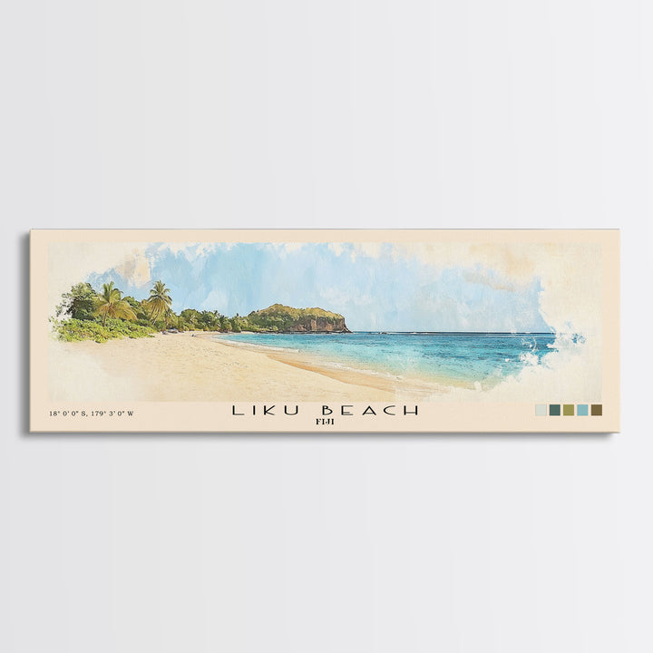 Liku Beach, Fiji Watercolor Print, Vacation Gift, Fiji Wall Art, Beach Painting, Beach Decor, Beach Or Lakehouse Art