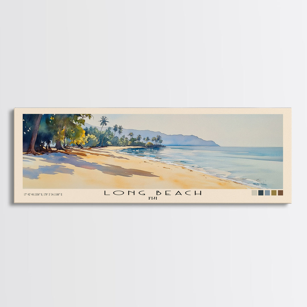 Long Beach, Fiji Watercolor Print, Vacation Gift, Fiji Wall Art, Vacation Wall Art, Vacatation Memories, Beach Decor, Beach Or Lakehouse Art