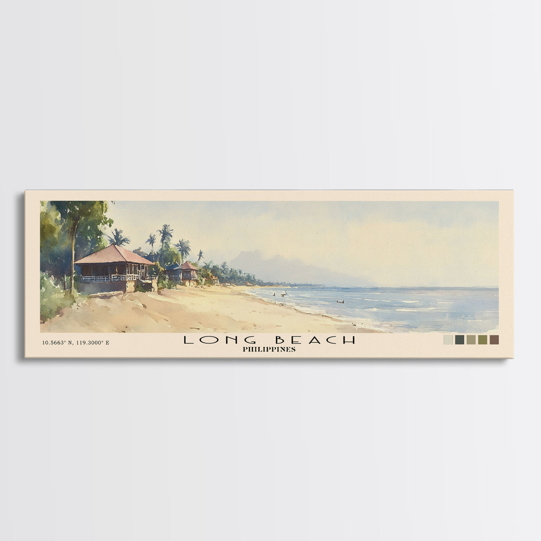 Long Beach, Philippines Watercolor Print, Vacation Gift, Philippines Wall Art, Beach Painting, Beach Decor, Beach Or Lakehouse Art