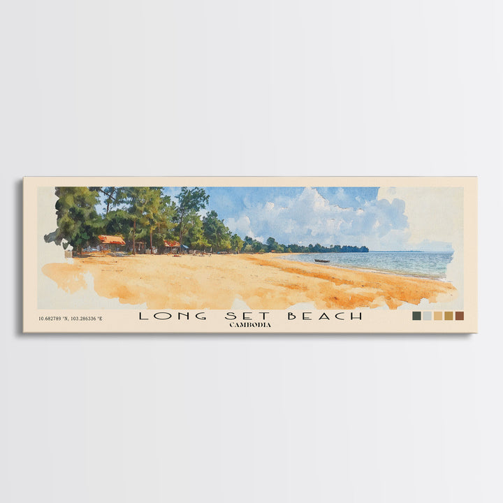 Long Set Beach, Cambodia Watercolor Print, Vacation Gift, Cambodia Wall Art, Vacation Wall Art, Vacatation Memories, Beach Decor, Beach Or Lakehouse Art