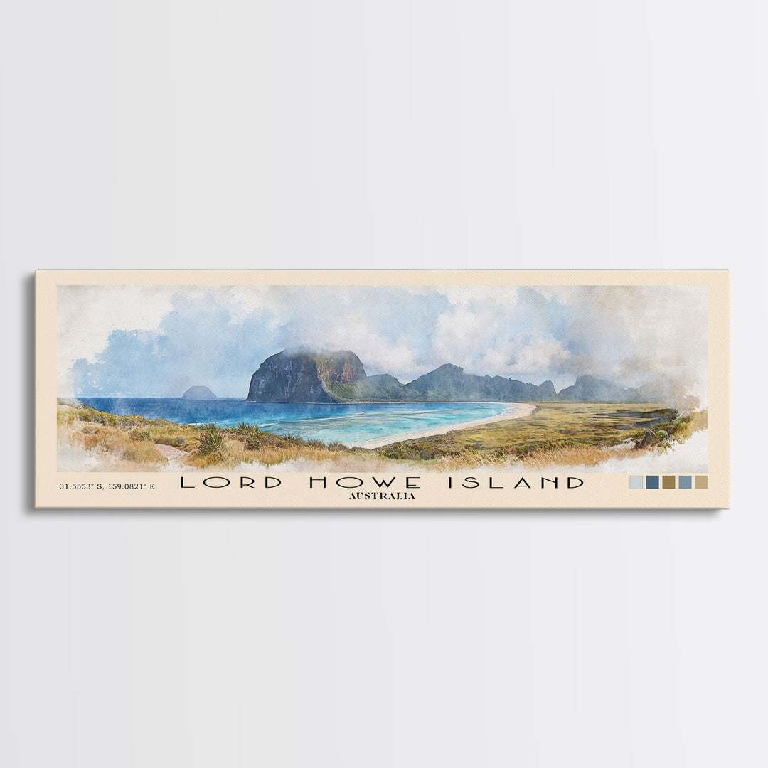 Lord Howe Island, Australia Watercolor Beach Print, Vacation Gift, Australia Wall Art, Beach Painting, Beach Decor, Beach Painting