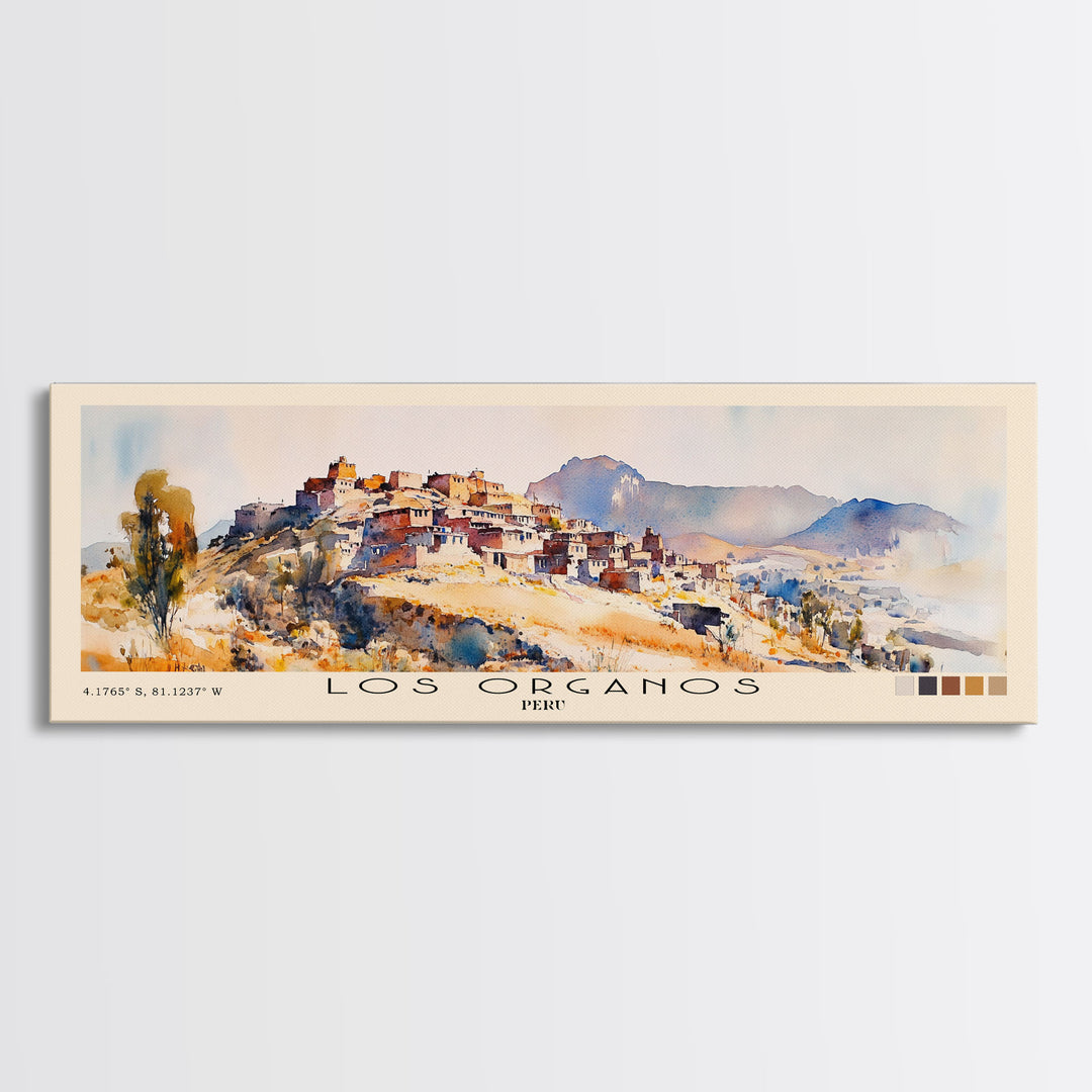 Los Organos, Peru Watercolor Print, Vacation Gift, Peru Wall Art, Beach Painting, Beach Decor, Large Wall Art, Wood Frame Art