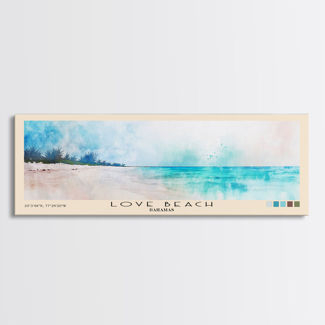 Love Beach, Bahamas Watercolor Print, Vacation Gift, Bahamas Wall Art, Vacation Wall Art, Vacatation Memories, Beach Decor, Beach Or Lakehouse Art