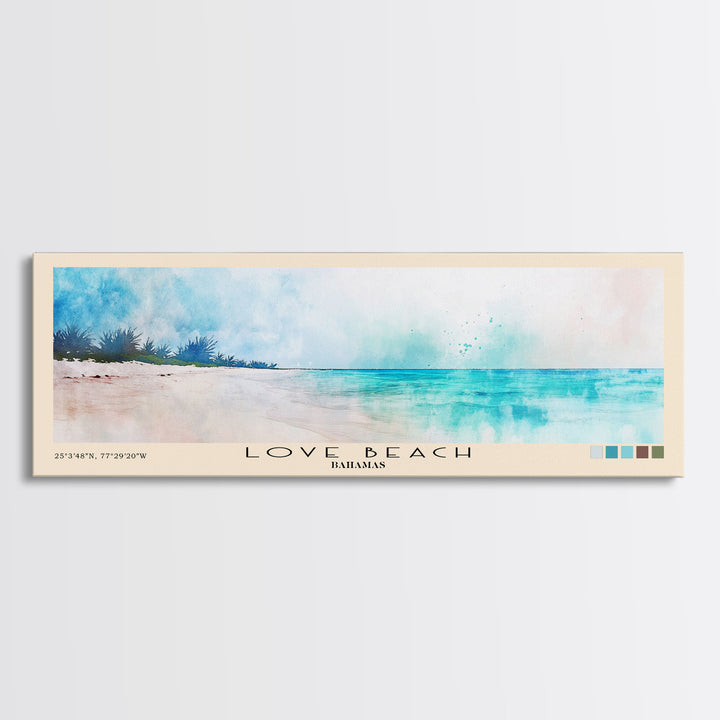 Love Beach, Bahamas Watercolor Print, Vacation Gift, Bahamas Wall Art, Vacation Wall Art, Vacatation Memories, Beach Decor, Beach Or Lakehouse Art