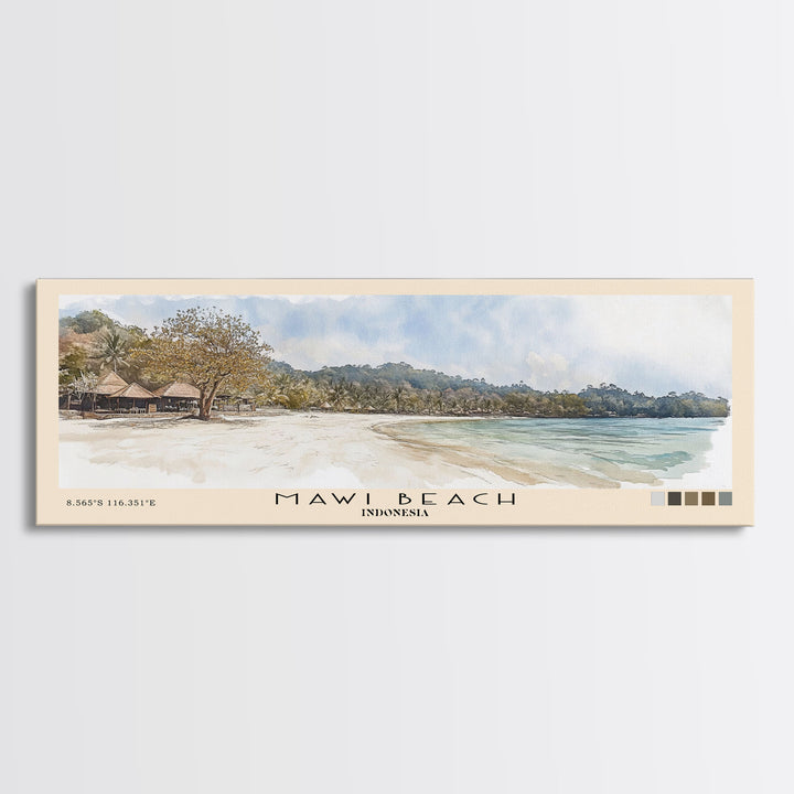 Mawi Beach, Indonesia Watercolor Print, Vacation Gift, Indonesia Wall Art, Beach Painting, Beach Decor, Beach Or Lakehouse Art