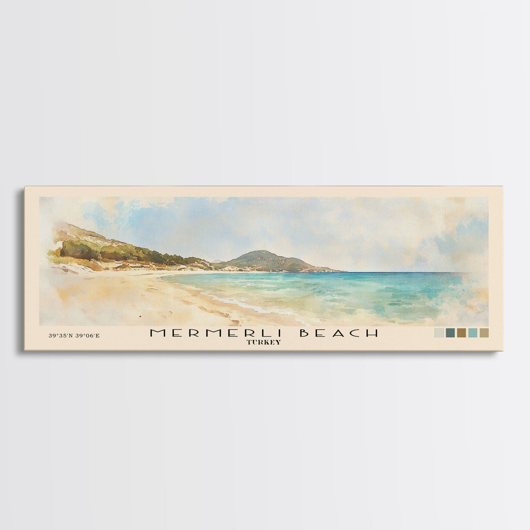 Mermerli Beach, Turkey Watercolor Print, Vacation Gift, Turkey Wall Art, Beach Painting, Beach Decor, Beach Or Lakehouse Art