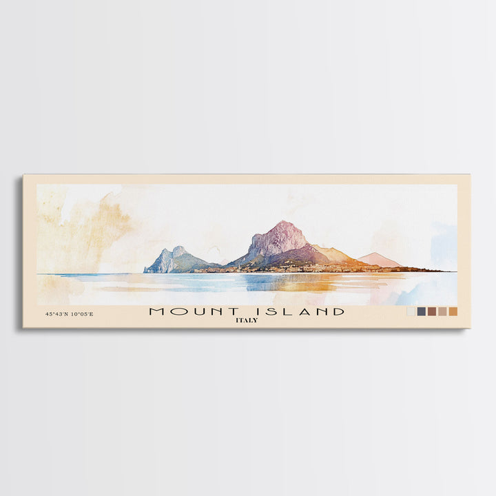 Mount island, Italy Watercolor Print, Vacation Gift, Italy Wall Art, Vacation Wall Art, Vacatation Memories, Beach Decor, Beach Or Lakehouse Art