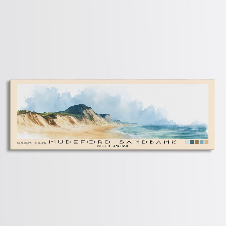 Mudeford Sandbank, United Kingdom Watercolor Beach Print, Vacation Gift, United Kingdom Wall Art, Beach Painting, Beach Decor, Beach Painting