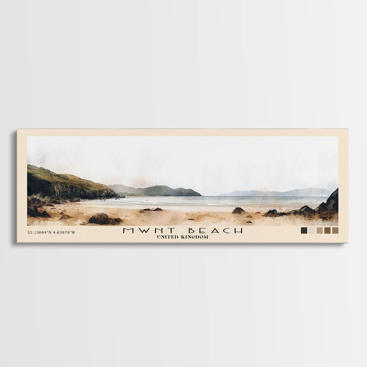 Mwnt Beach, United Kingdom Watercolor Print, Vacation Gift, United Kingdom Wall Art, Beach Painting, Beach Decor, Beach Or Lakehouse Art