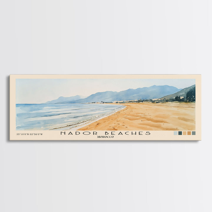 Nador Beaches, Morocco Watercolor Print, Vacation Gift, Morocco Wall Art, Beach Painting, Beach Decor, Beach Or Lakehouse Art