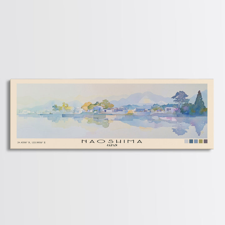 Naoshima, Japan Watercolor Beach Print, Vacation Gift, Japan Wall Art, Beach Painting, Beach Decor, Beach Painting