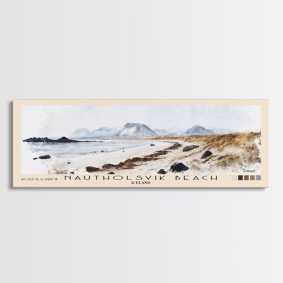 Nautholsvik Beach, Iceland Watercolor Print, Vacation Gift, Iceland Wall Art, Vacation Wall Art, Vacatation Memories, Beach Decor, Beach Or Lakehouse Art