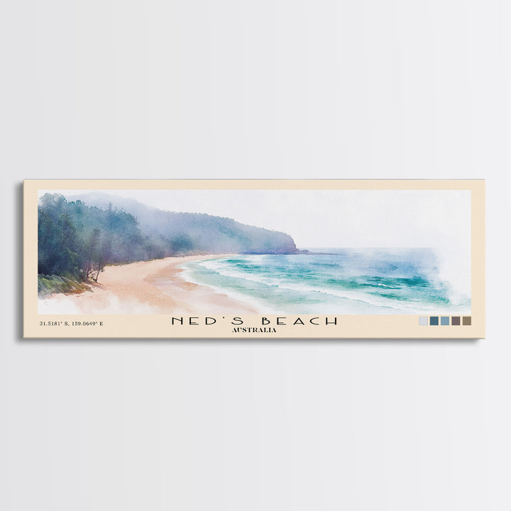 Ned's Beach, Australia Watercolor Print, Vacation Gift, Australia Wall Art, Vacation Wall Art, Vacatation Memories, Beach Decor, Beach Or Lakehouse Art