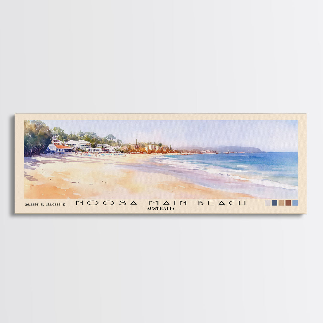 Noosa Main Beach, Australia Watercolor Print, Vacation Gift, Australia Wall Art, Vacation Wall Art, Vacatation Memories, Beach Decor, Beach Or Lakehouse Art