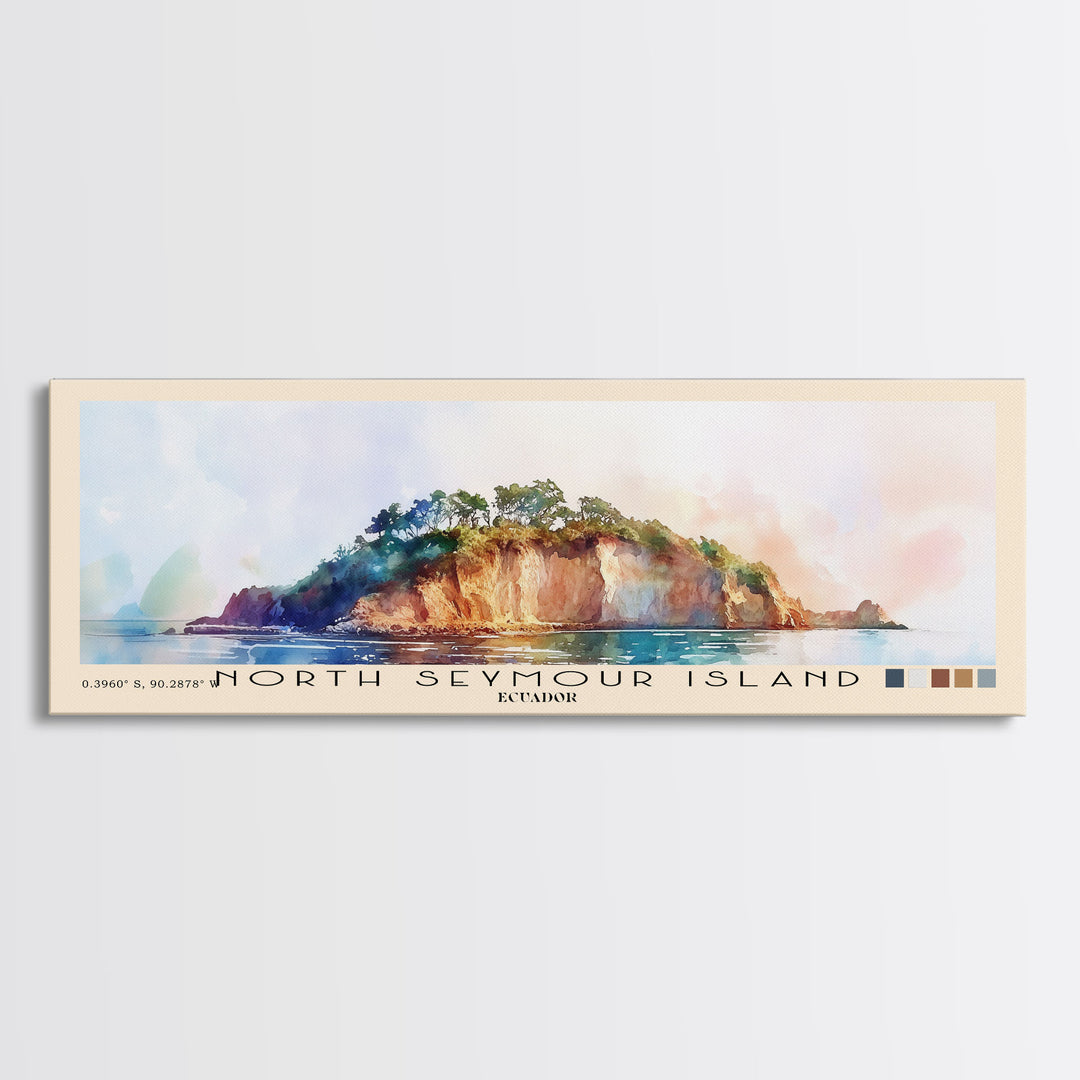 North Seymour Island, Ecuador Watercolor Beach Print, Vacation Gift, Ecuador Wall Art, Beach Painting, Beach Decor, Beach Painting
